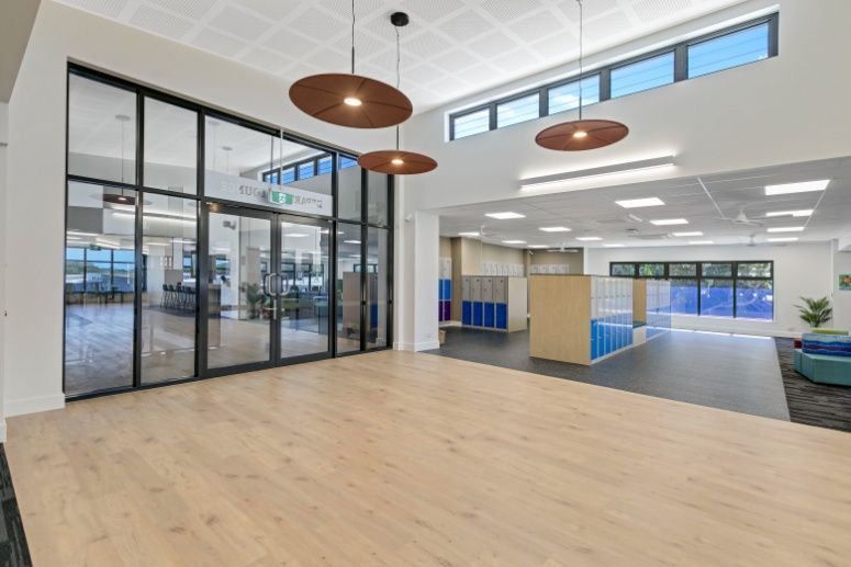 Good Samaritan Catholic College interior with commercial aluminium glass framing by AGS on the Sunshine Coast